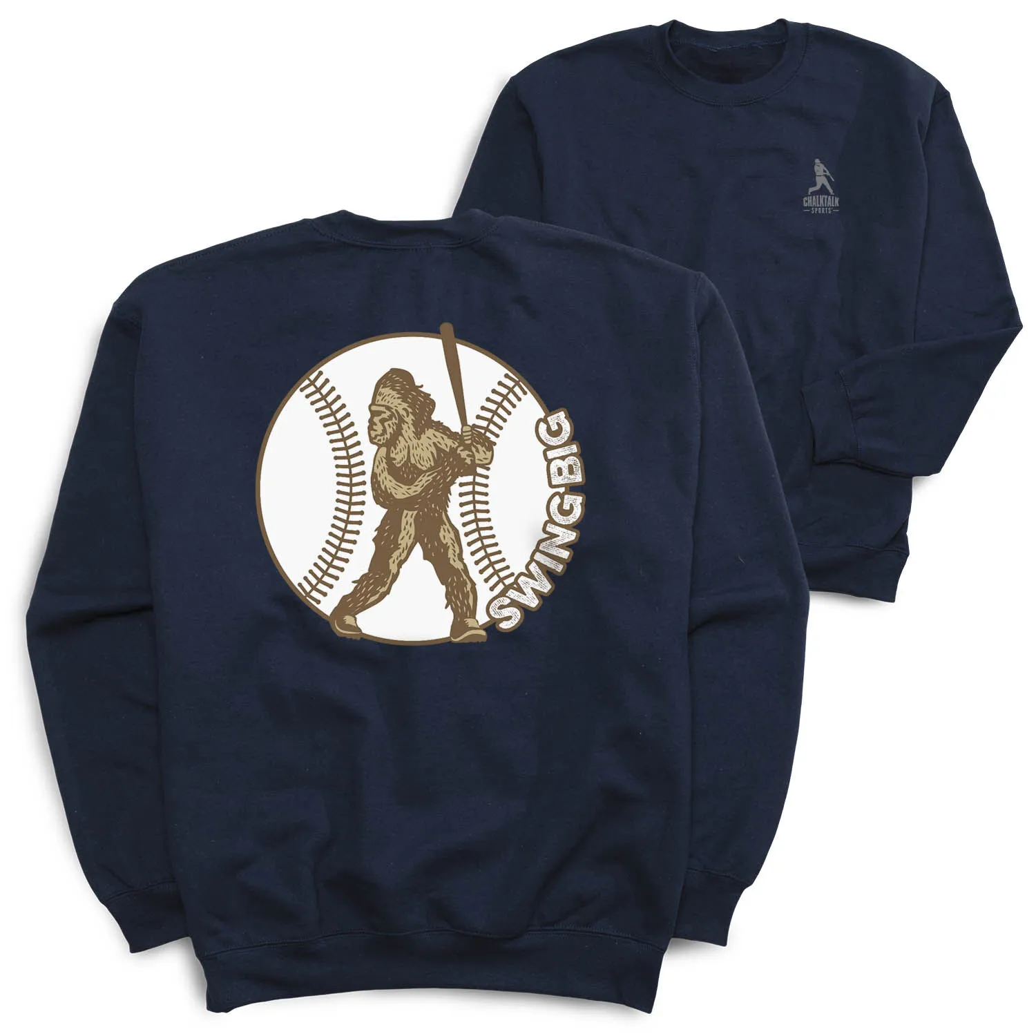 Baseball Crewneck Sweatshirt - Baseball Bigfoot (Back Design) 